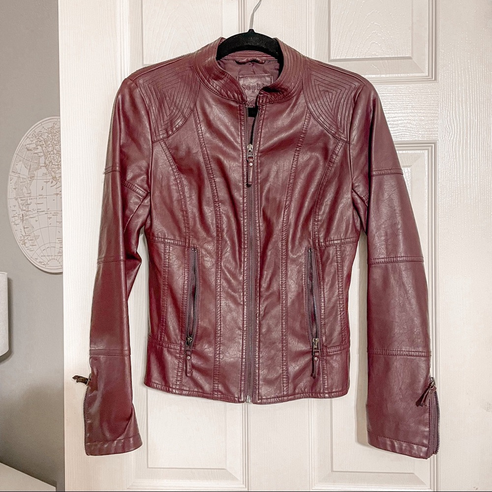 Sophie Max Oxblood/Maroon/Burgundy Leather Jacket XS